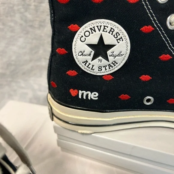 Converse Chuck Taylor Black and Red High Tops - Picture 5 of 11
